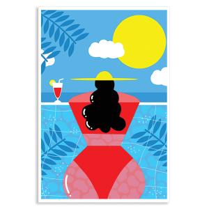 Affiche femme au bord de la piscine 60x90cm