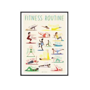 Affiche Fitness - Exercices Routine Fitness - 40 x 60 cm