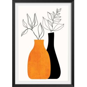 Affiche fleurs "plante" avec cadre noir 30x45 cm