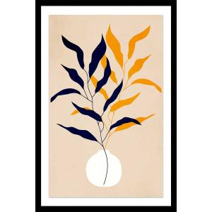 Affiche fleurs "plante et purete" avec cadre noir 40x60  cm