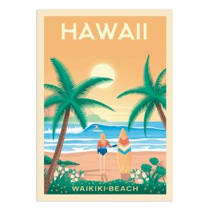 Affiche Hawaii Waikiki  21x29,7 cm