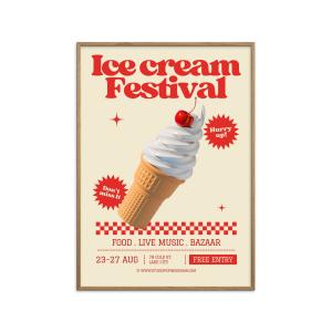 Affiche Ice Cream Festival " Cadre en chêne - 30x40 cm"