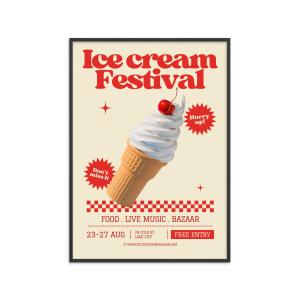 Affiche Ice Cream Festival " Cadre noir - 30x40 cm"