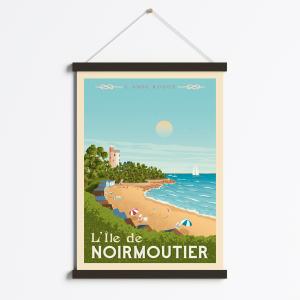 Affiche Ile Noirmoutier France   Cadre Magnétique (Bois Noi…