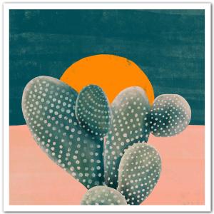 Affiche illustration cactus et soleil orange sans cadre 30x…