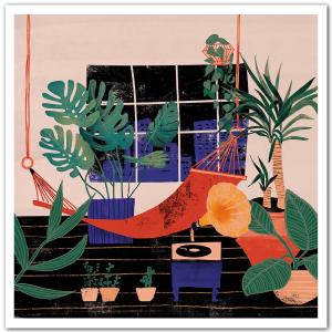 Affiche illustration chill tropical sans cadre 50x50 cm