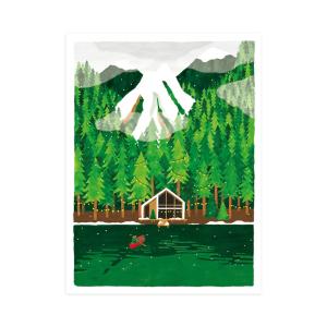 Affiche illustrée d'une maison de Chamonix 30x40 cm