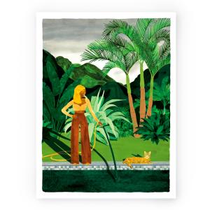Affiche illustrée motif Arrosage chic 30x40 cm