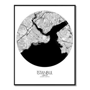 Affiche Istanbul Carte ronde 40x50