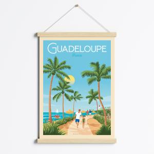 Affiche La Guadeloupe France   Cadre Magnétique (Bois) 50x7…