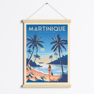 Affiche La Martinique France   Cadre Magnétique (Bois) 50x7…