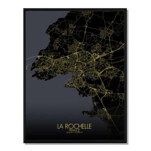 Affiche La Rochelle Carte Nuit 40x50