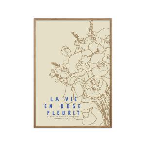 Affiche La Vie en Rose - Blue" Cadre en Chêne - 30x40 cm"