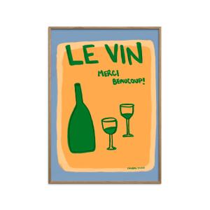 Affiche Le Vin Merci!" Cadre en Chêne - 30x40 cm"