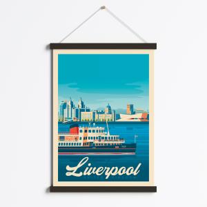 Affiche Liverpool   Cadre Magnétique (Bois Noir) 50x70 cm