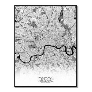 Affiche Londres Carte N&B 40x50