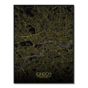 Affiche Londres Carte Nuit 40x50