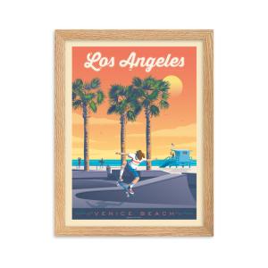 Affiche Los Angeles Venice Beach avec Cadre (Bois) 30x40 cm