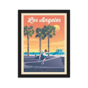 Affiche Los Angeles Venice Beach   Cadre Bois noir 30x40 cm