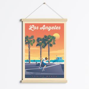 Affiche Los Angeles Venice Beach   Cadre Magnétique (Bois)…