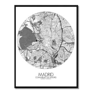 Affiche Madrid Carte ronde 40x50