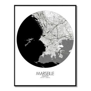 Affiche Marseille Carte ronde 40x50
