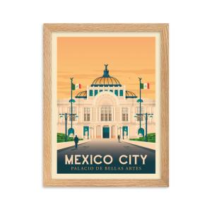 Affiche Mexico Mexique avec Cadre (Bois) 21x29,7 cm