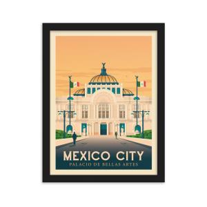 Affiche Mexico Mexique   Cadre Bois noir 21x29,7 cm