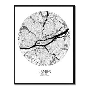 Affiche Nantes Carte ronde 40x50