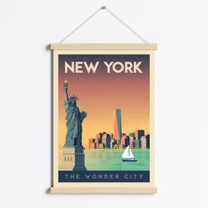 Affiche New York Etats-Unis   Cadre Magnétique (Bois) 50x70…