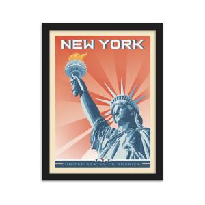 Affiche New York Statue de la Liberté   Cadre Bois noir 30x…