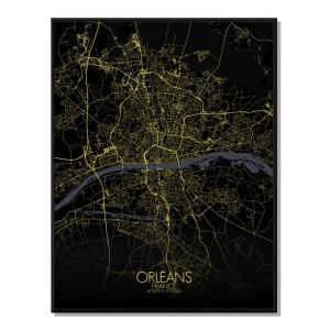 Affiche Orléans Carte Nuit 40x50
