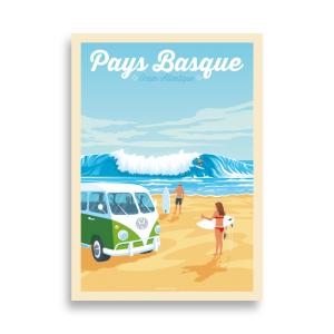 Affiche Pays Basque France - Van Volkswagen 21x29,7 cm