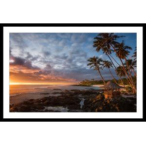 Affiche paysage paradis beach avec cadre noir 45x30cm