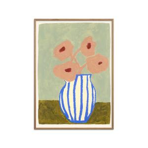 Affiche Pink Flowers" Cadre en Chêne - 30x40 cm"