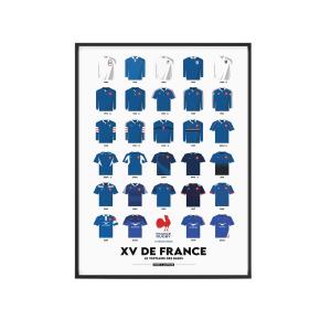 Affiche Rugby - XV de France Maillots Historiques 40 x 60 cm