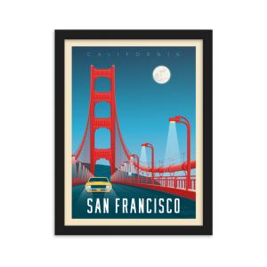 Affiche San Francisco Golden Gate Bridge   Cadre Bois noir…