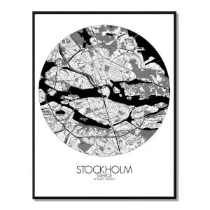 Affiche Stockholm Carte ronde 40x50