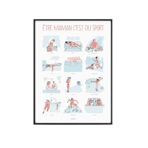 Affiche Super Maman - Être Maman c'est du sport - 40 x 60 c…