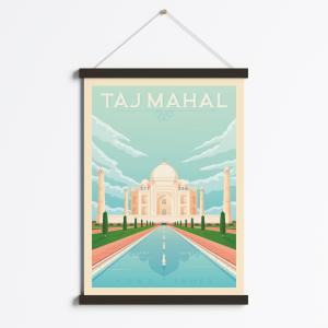 Affiche Taj Mahal Inde Asie   Cadre Magnétique (Bois Noir)…
