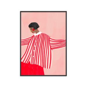 Affiche The Woman With the Red Stripes" Cadre noir - 30x40…