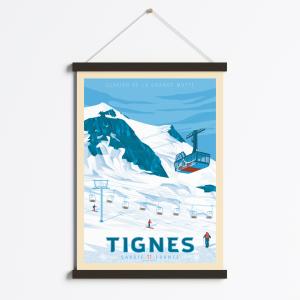 Affiche Tignes France   Cadre Magnétique (Bois Noir) 50x70…
