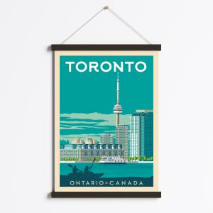 Affiche Toronto Canada   Cadre Magnétique (Bois Noir) 50x70…