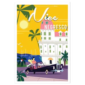 Affiche vacances à Nice sans cadre 20x30 cm