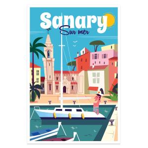 Affiche vacances à Sanary sans cadre 20x30cm