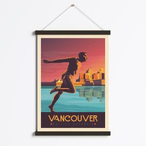 Affiche Vancouver Canada   Cadre Magnétique (Bois Noir) 50x…