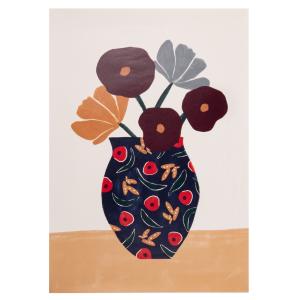 Affiche vase et fleurs jaunes, rouges, vertes et beiges 50x…