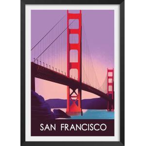 Affiche ville le pont de San Francisco avec cadre noir 40x6…