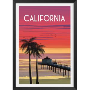 Affiche ville voyage California dream avec cadre noir 20x30…