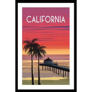 Affiche ville voyage California dream avec cadre noir 20x30…